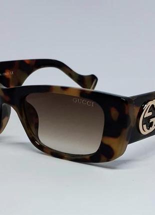 Очки в стиле gucci женские солнцезащитные узкие коричневые тиг...