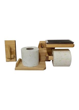 Підставка для туалетного паперу з поличкою дерев’яна