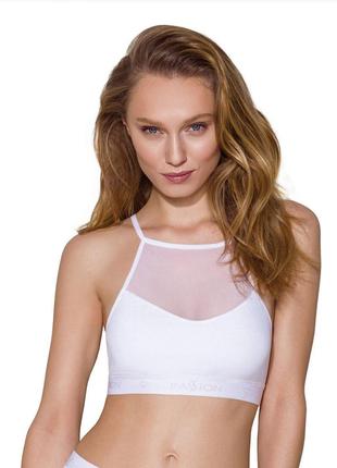 Спортивный топ с прозрачной вставкой Passion PS006 TOP white, ...