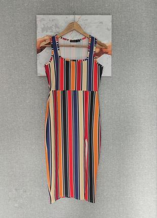 Платье с разрезом от boohoo, размер m.97 10, в полоску платье ...