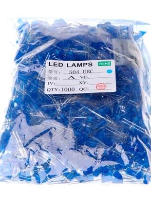 1000x LED светодиод 5мм 3-3.2В 20мА, синий