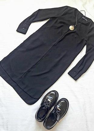 Стильное прямое черное платье платье платье, карманы