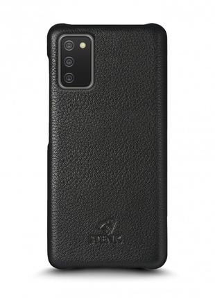Кожаная накладка Stenk Cover для Samsung Galaxy A02s Чёрная