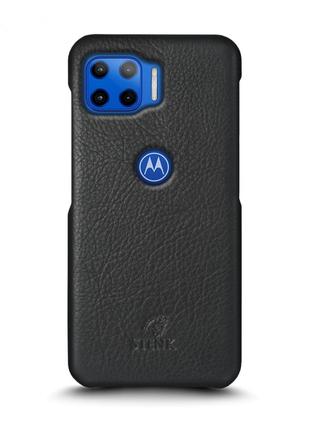 Кожаная накладка Stenk Cover для Motorola Moto G 5G Plus Чёрная