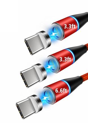 Магнитная зарядка USB-кабель типа C, упаковка из 3 (1M+1M+2M) 3Aг
