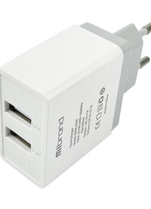 Зарядное устройство (зарядка) Mibrand MI-02 2 х USB Белый (MIW...