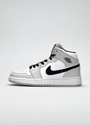 Кроссовки женские nike air jordan 1 high gray black серые с бе...