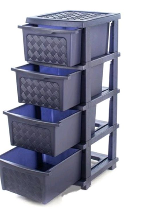 Пластиковый синий металик комод, шкафчик, тумба на 4 ящика
