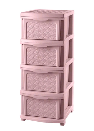 Пластиковый розовый, пудра, комод, шкафчик, тумба на 4 ящика