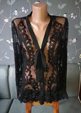 Красивая ажурная женская блуза кружево р.42/44 блузка блузочка