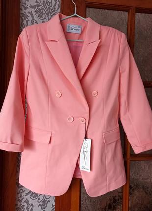 Розовый/пудровый пиджак/жакет с подкладкой на весну/лето