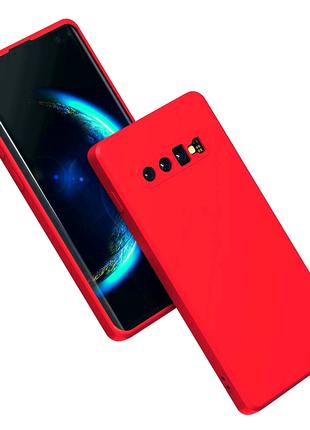 Силиконовый чехол для Samsung Galaxy S10 Красный микрофибра so...