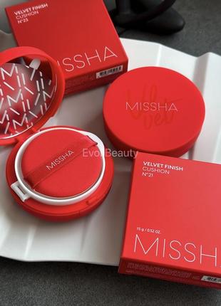 Тональный кушон с матовым финишем missha velvet finish cushion...