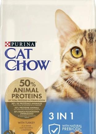 Сухой корм для взрослых кошек Purina Cat Chow Feline 3-in-1 с ...