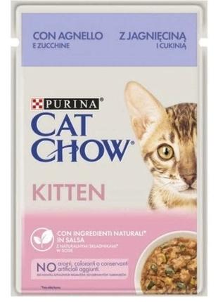 Влажный корм для котят Purina Cat Chow Kitten с ягненком и цук...