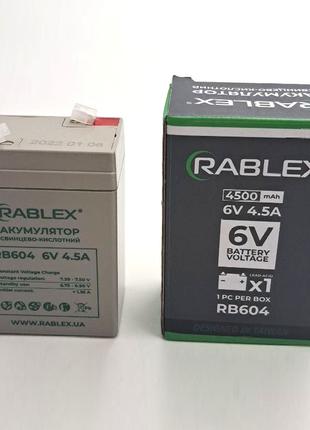 Акумулятор олив'яно-кислотний RABLEX RB604, 6V / 4,5A