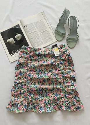 Трендовая юбка со сборкой в цветочный принт primark