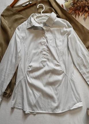 Натуральная блуза, рубашка, белая, в тонкую полоску, mama lici...