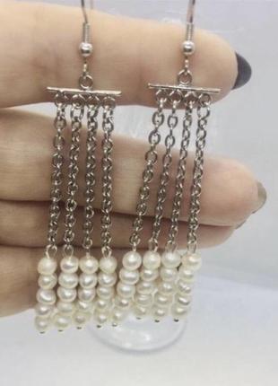 Сережки з намистинами з прісноводних перл
