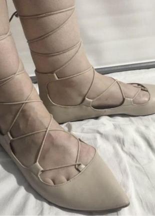Туфли - балетки на шнуровке