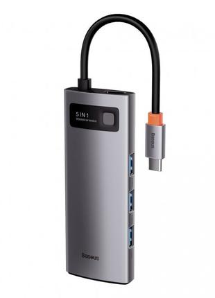 USB-Хаб Baseus Metal Gleam Series 5 в 1 Type-C на 3 x USB + Ty...