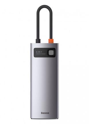 USB-Хаб Baseus Metal Gleam Series 6 в 1 Type-C на 3xUSB+Type-C...