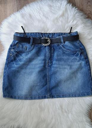 Юбка мини джинсовая синяя