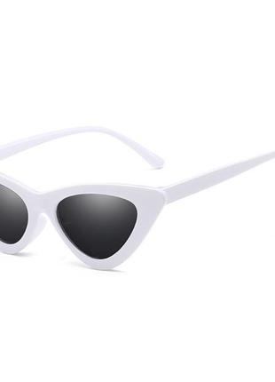 Женские солнцезащитные очки кошачий глаз / лисички черно-белые