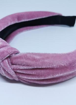Женский бархатный обруч - чалма ободок для волос Oxa розовый