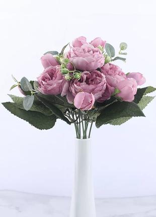 Пионы сиреневые искусственные цветы букет фиолетовый 30 см