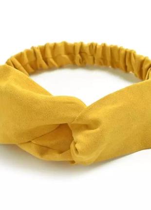 Повязка - чалма тюрбан с узлом на голову желтая