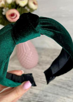 Женский бархатный обруч - чалма ободок для волос Oxa цвет зеленый