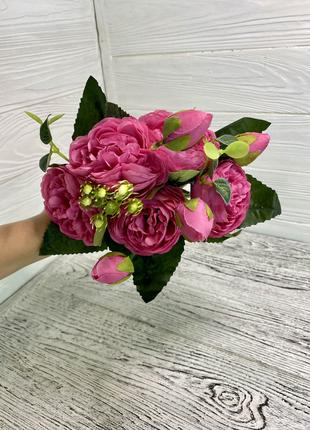 Букет штучних квітів півонії яскраво-рожеві 30 см