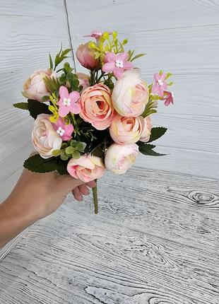 Букет искусственных цветов пионовидная роза персиковый цвет 30 см