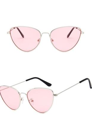 Солнцезащитные имиджевые очки кошачий глаз Oxa розовые в метал...