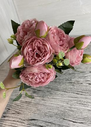 Букет искусственных цветов пионы розовые 30 см