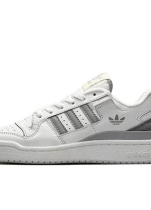 Кроссовки женские adidas forum low white silver белые с серым