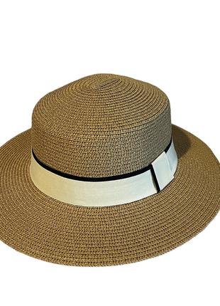 Летняя женская солнцезащитная соломенная шляпа канотье Колорит...