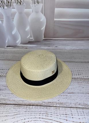 Шляпа женская солнцезащитная соломенная кремового цвета (54-58)