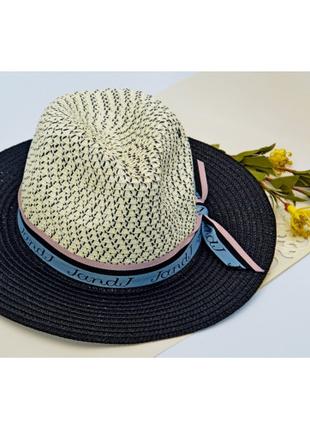 Женская солнцезащитная двухцветная соломенная шляпа с широкой ...