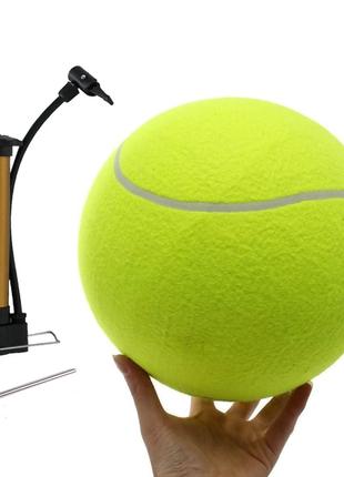 Мяч теннисный большого размера 24см + Насос, для собак, игр с ...
