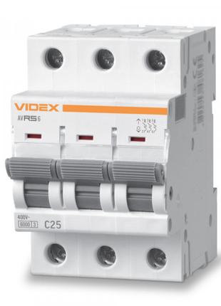 Автоматичний вимикач RS6 3п 25А 6кА С VIDEX RESIST