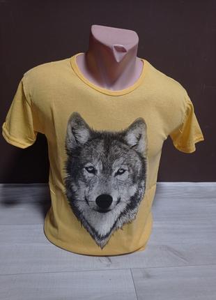 Мужская футболка Турция Волк 42-50 размеры желтый хлопок
