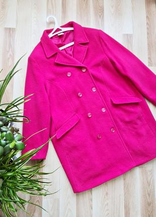 Розовое миди пальто большого размера итальянское шерстяное пал...