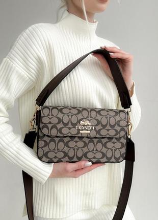 Сумка coach crossbody grey/brown