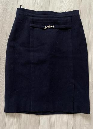 Юбка карандаш синяя утепленная флис юбка
