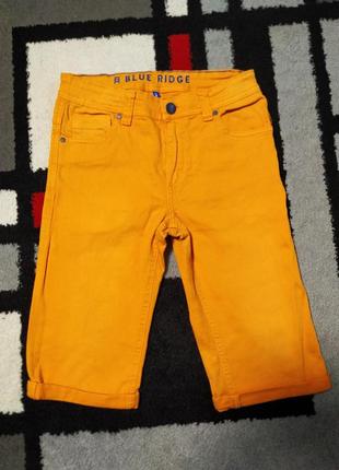 Оранжевые,джинсовые шорты для мальчика 13-14 лет