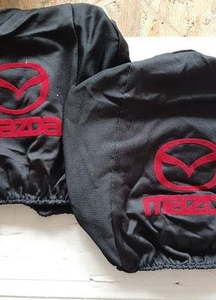 Чехлы на подголовник Мазда Mazda черные с красным 2 шт