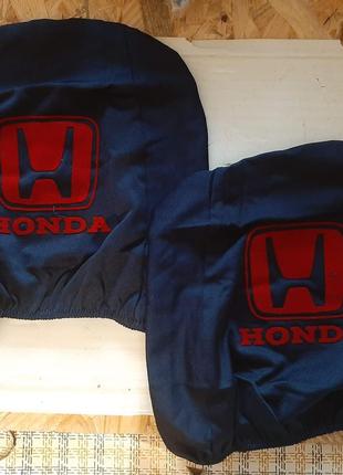 Чехлы на подголовник Honda Хонда темно-синие с красным 2 шт