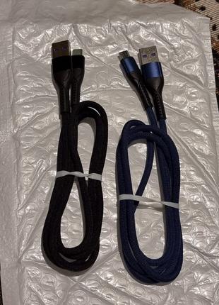 Кабель micro-usb 1м метр провод шнур синий чёрный черный